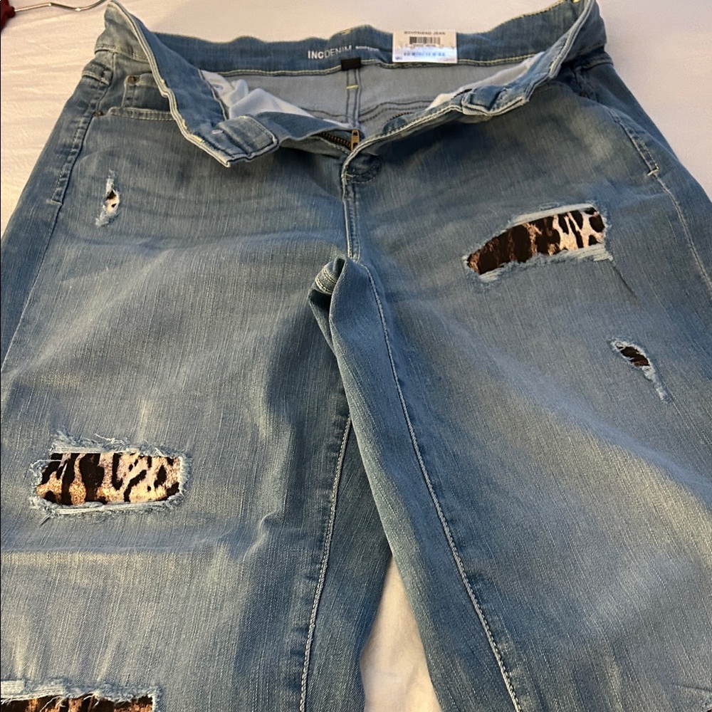 Indigo Light Blue Ripped Boyfriend Jeans